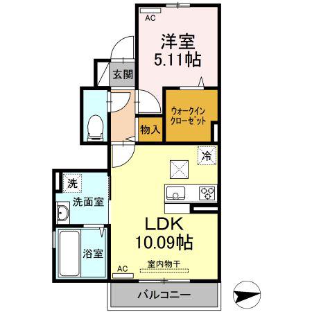 メゾン・ド・パオ(1LDK/1階)の間取り写真