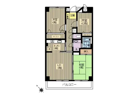 グリーンハイツ世田谷(3LDK/4階)の間取り写真