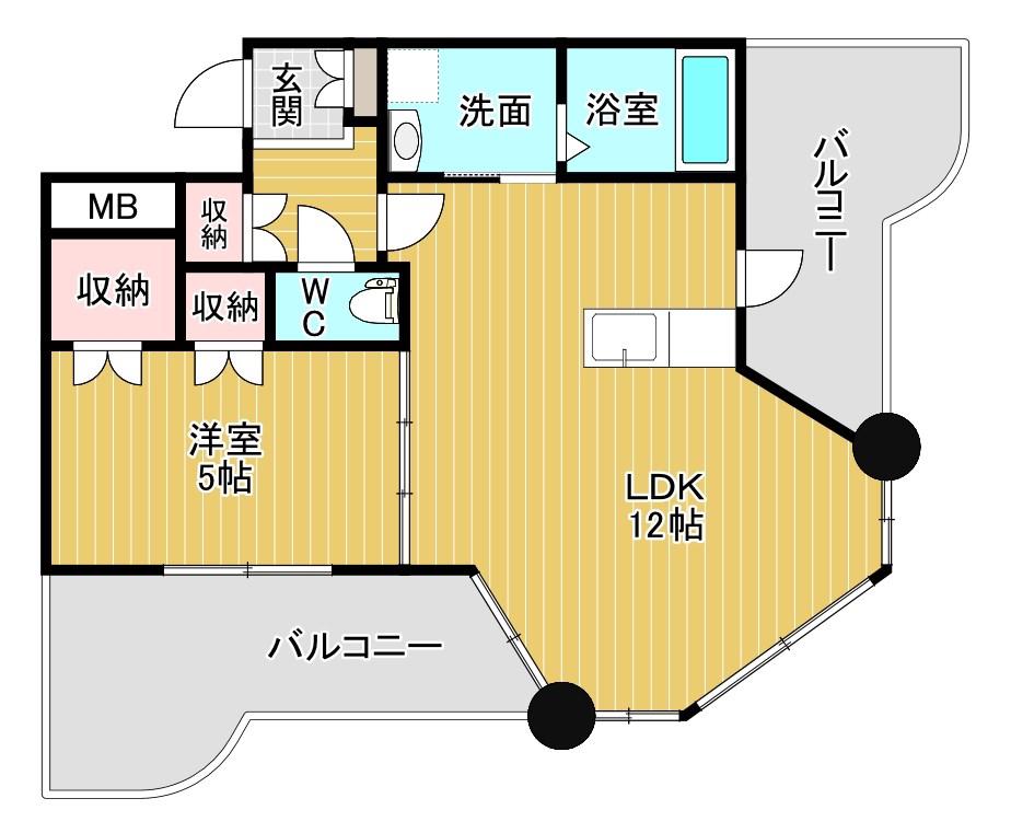 ロイヤルセンターBLD(1LDK/6階)の間取り写真