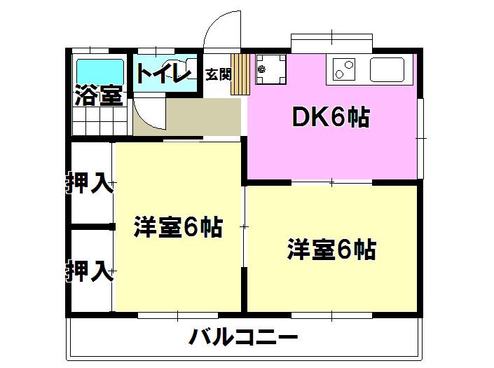 コーポ葵(2DK/2階)の間取り写真