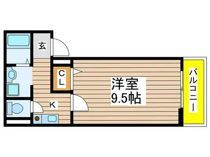 プライムスクエアII(1K/1階)の間取り写真
