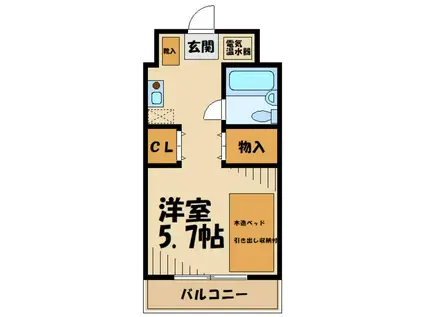 多摩学生マンション(1K/2階)の間取り写真