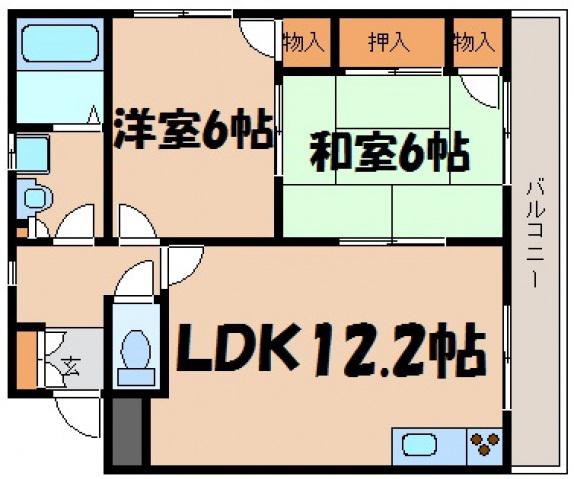SY桃山(2LDK/3階)の間取り写真