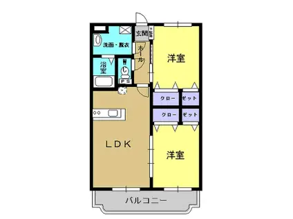 ハーモニー・福吉(2LDK/3階)の間取り写真