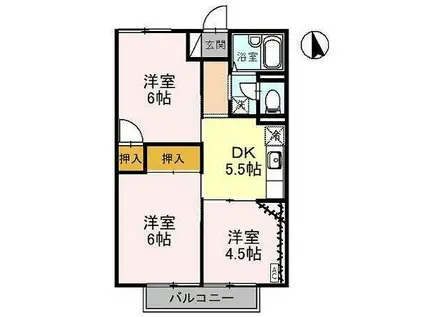 ロイヤルハイツ松が丘(3DK/2階)の間取り写真