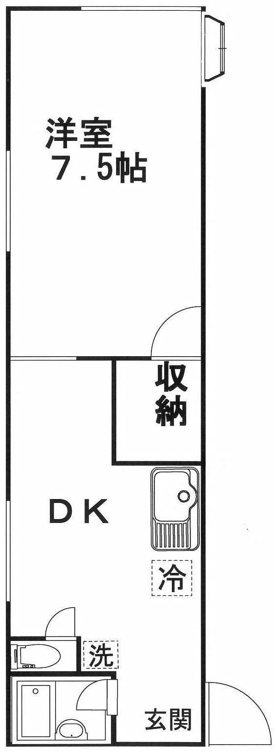 ロミハウス(1DK/1階)の間取り写真