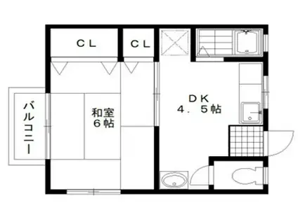 ハイツ上田2(1DK/2階)の間取り写真