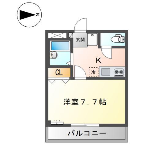 ディアドリーム(1K/1階)の間取り写真