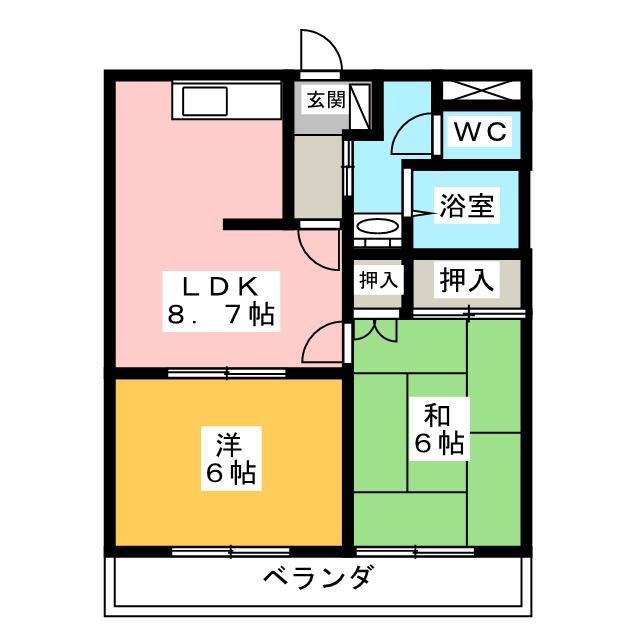 サニーパレスハネカ(2LDK/1階)の間取り写真