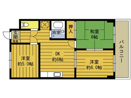 コーポ二宮(3DK/2階)の間取り写真