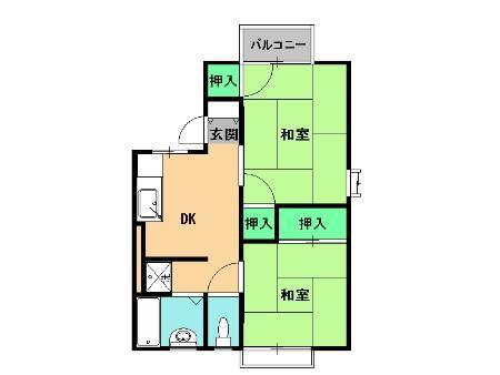 ハイム松が丘(2DK/2階)の間取り写真