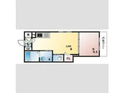 GRANDIR姫路京口(1LDK/1階)の間取り写真