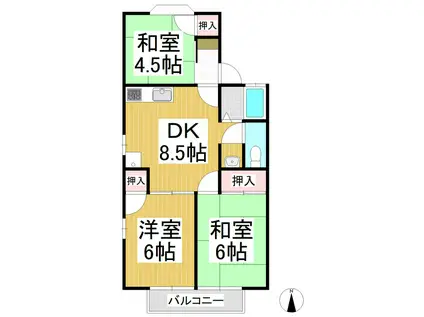 コーポ山崎(3DK/2階)の間取り写真