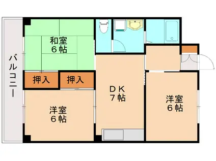 サンハイツ若宮(3DK/2階)の間取り写真