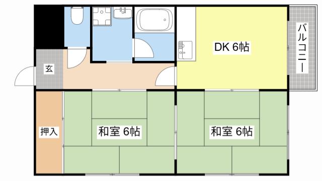 サングリーン小鳥ヶ原(2DK/2階)の間取り写真