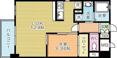 GALA PLATINUM COURT(1LDK/3階)の間取り写真
