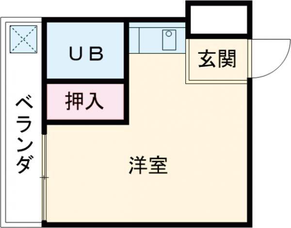 トモエハイツ5号館(ワンルーム/2階)の間取り写真