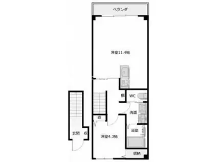 ピース・スクエア羽ノ浦A(1LDK/2階)の間取り写真