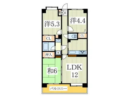 サンパーク我孫子駅前(3LDK/7階)の間取り写真
