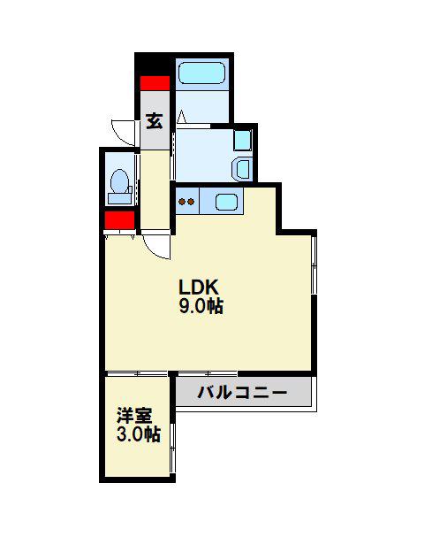 THE NOBLES 戸畑II(1LDK/2階)の間取り写真