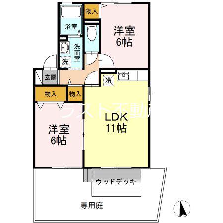 セリシア(2LDK/1階)の間取り写真