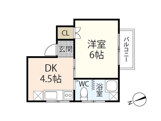 アイランド丸和(1DK/2階)の間取り写真