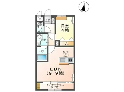 ソラリス SOLARIS(1LDK/1階)の間取り写真