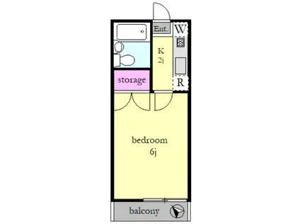 ライトブリッジ(1K/1階)の間取り写真