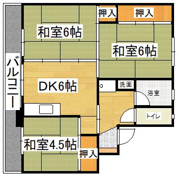 ビレッジハウス甘木一木4号棟(3DK/1階)の間取り写真