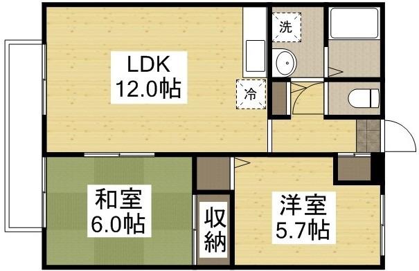 フォブールセラフィー III(2LDK/1階)の間取り写真