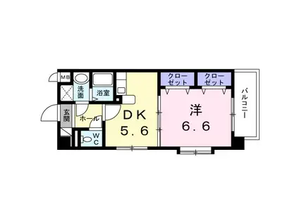 リバーハイツ石塚(1DK/1階)の間取り写真