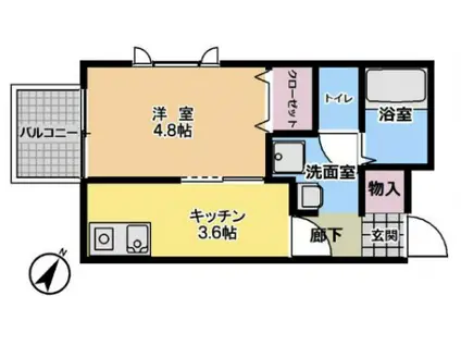 アリビア大観町(1DK/3階)の間取り写真