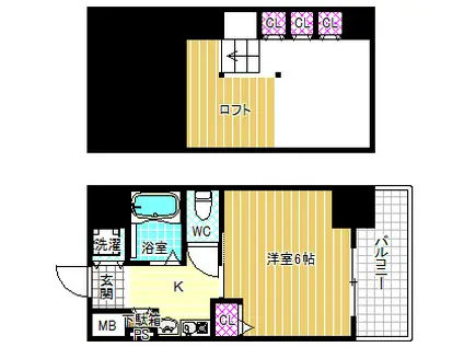 エステムコート梅田東アクアパレス(1K/7階)の間取り写真