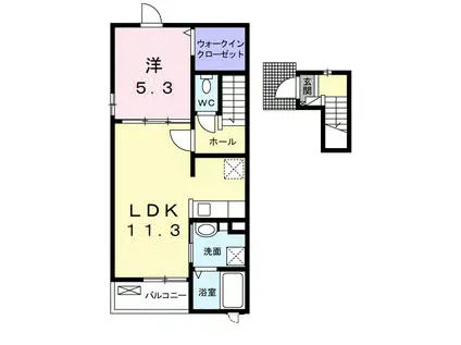 カトレアI(1LDK/2階)の間取り写真