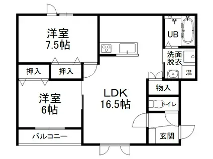 OWLII(2LDK/1階)の間取り写真