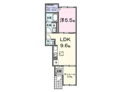 川越市アパート(1LDK/1階)の間取り写真
