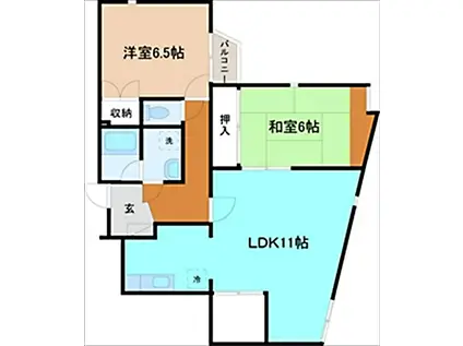 ウェルボニア泉野(2LDK/2階)の間取り写真