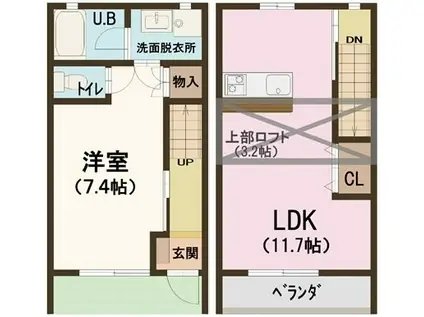 メルヴェイユ(1LDK/1階)の間取り写真
