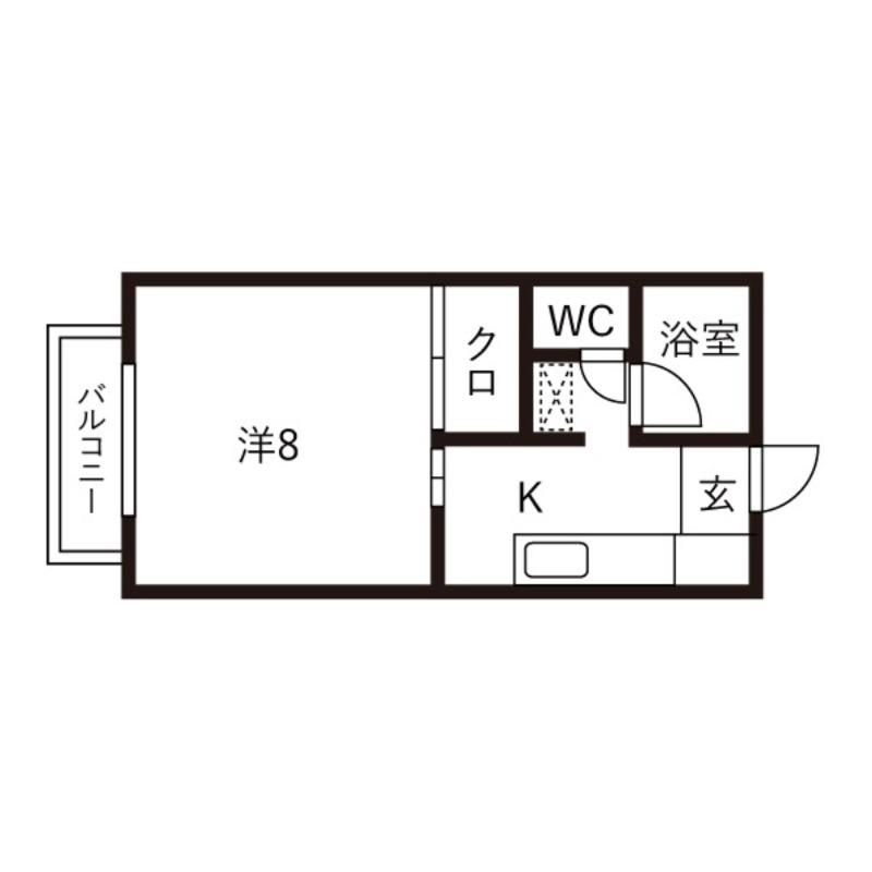 ドゥミール宮町(1K/1階)の間取り写真