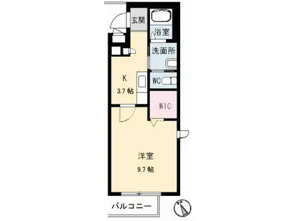 JR山陰本線 鳥取駅 バス乗車時間:6分 最寄りバス停で下車 徒歩4分 3階建 築22年(1K/2階)の間取り写真