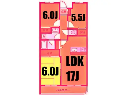 REDEAL横浜大岡レジデンス(3LDK/3階)の間取り写真