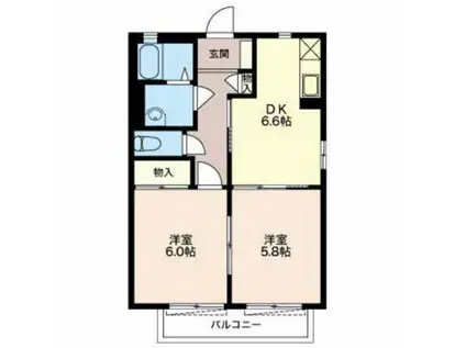 タウンKOMO A棟(2DK/2階)の間取り写真