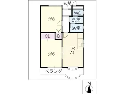 リバーサイドパレス(2DK/1階)の間取り写真