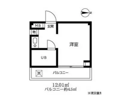 トップ成城学園(ワンルーム/3階)の間取り写真