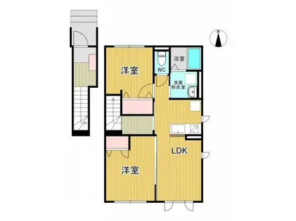 きたかなざわ蒼い杜(2LDK/2階)の間取り写真