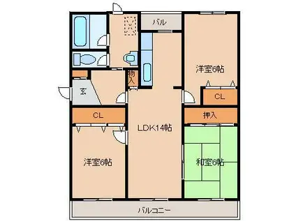 サンハイツクニヨシ(3LDK/3階)の間取り写真