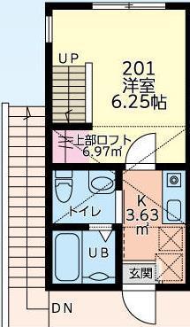 ミラージュ(1K/2階)の間取り写真