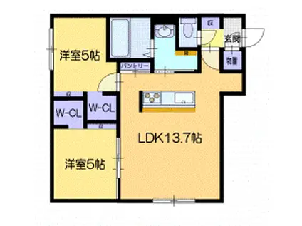 アレックスプアンA(2LDK/1階)の間取り写真