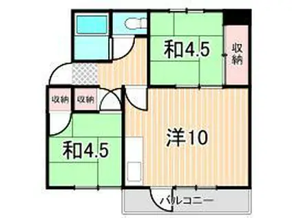 舎人吉岡ハイツ(2LDK/3階)の間取り写真