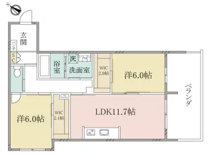 ヘーベルヴィレッジ武蔵浦和西口コンフォートレジデンス武(2LDK/3階)の間取り写真